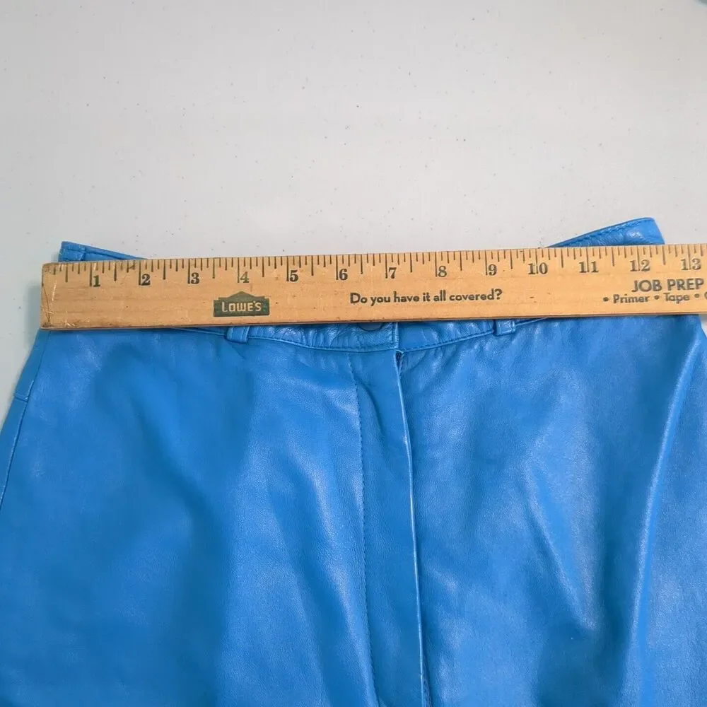 Vintage Norman's Atlanta blue leather pants women's size 8
